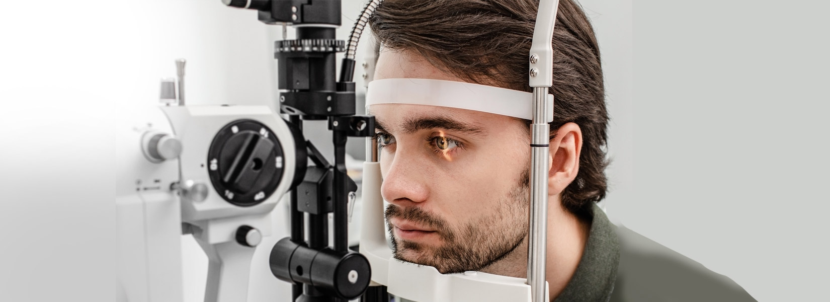 young man during eye exam in Omaha